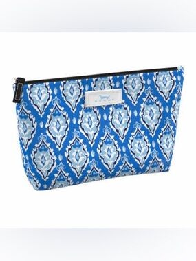 SCOUT Twiggy Makeup Bag Blue Ikat Shameless Fleurt Cosmetic Pouch Zip Blue